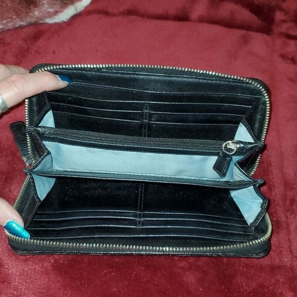 Coach Julia Op Art Signature Accordion Zip Around Wallet Black‎ Grey Silver - Picture 3 of 9